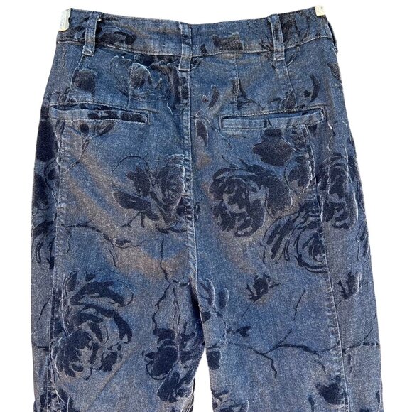 Anthropologie Pilcro Flare Wide Leg Floral Velvet Jeans 30T - Picture 8 of 11